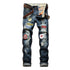 Fashion Men's Ripped Jeans Streetwear Mid Waist Jeans Straight Pants